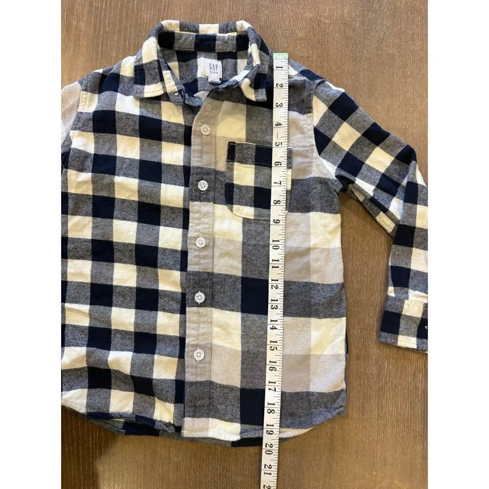 GAP Kids Blue Plaid Flannel Button Up Shirt top Kids size S 6/7 Cotton